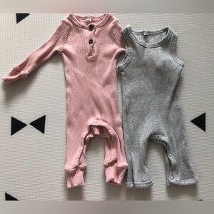 Baby girl bundle of two ribbed jumpsuits,Short sleeve & sleeveless•••CUTE